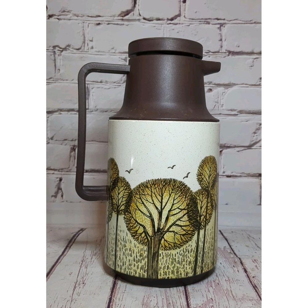 Vintage 80s Phoenix‎ Thermal Carafe Pitcher Brown Trees Sold By Walmart